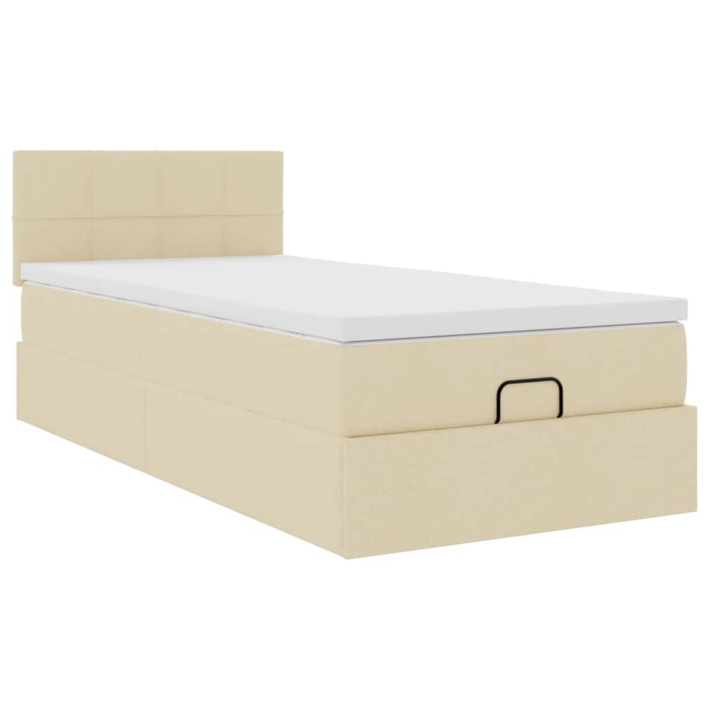 vidaXL Lit ottoman avec matelas et LED Crème 80x200 cm Tissu