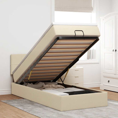 vidaXL Lit ottoman avec matelas et LED Crème 80x200 cm Tissu