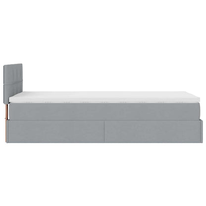 vidaXL Ottoman-Bett mit Matratze & LEDs Hellgrau 90x190 cm Stoff