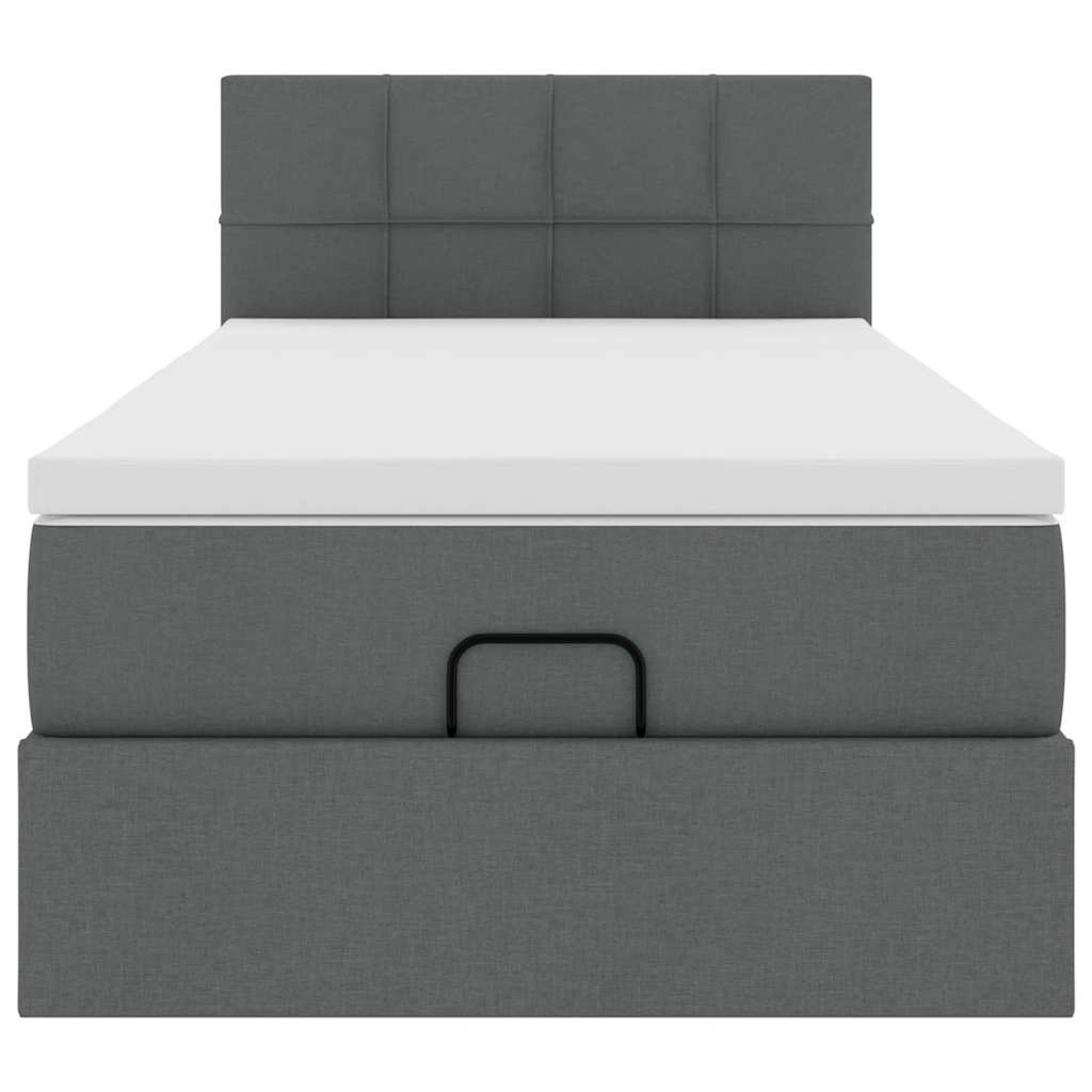 vidaXL Lit ottoman avec matelas et LED gris foncé 90x190 cm tissu
