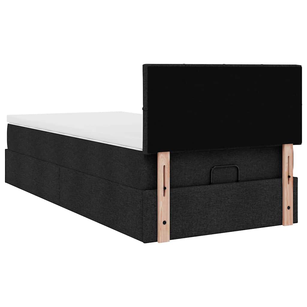 vidaXL Ottoman-Bett mit Matratze & LEDs Schwarz 90x190 cm Stoff