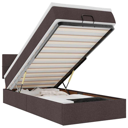 vidaXL Ottoman-Bett mit Matratze & LEDs Dunkelbraun 90x190 cm Stoff