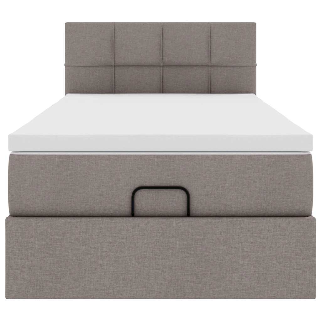 vidaXL Ottoman-Bett mit Matratze & LEDs Taupe 90x190 cm Stoff