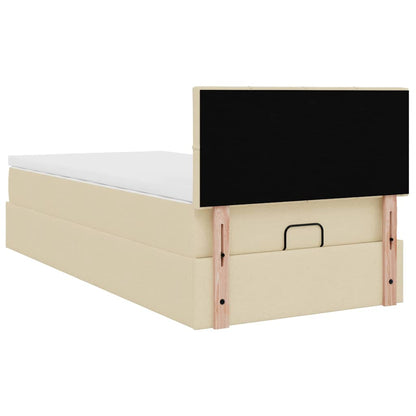 vidaXL Lit ottoman avec matelas et LED Crème 90x190 cm Tissu