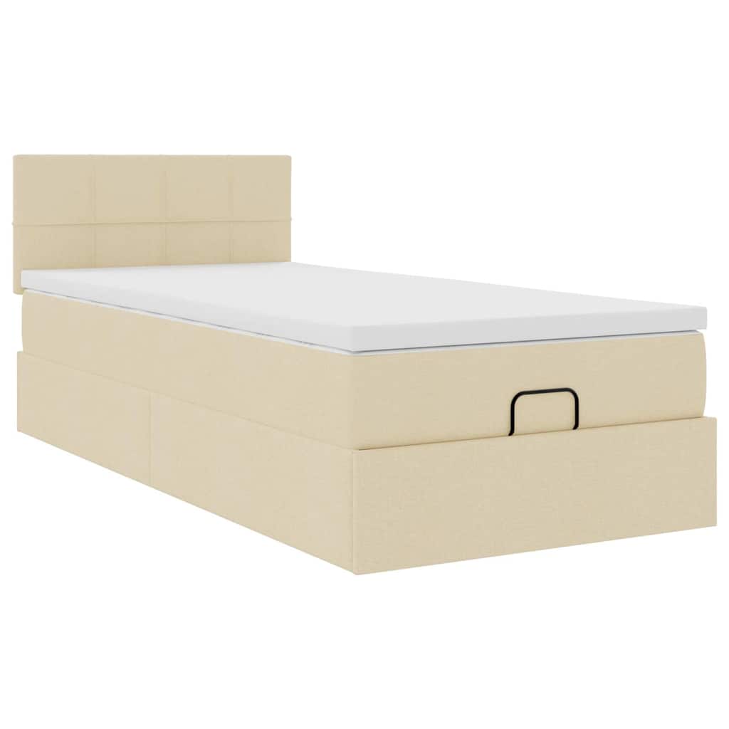 vidaXL Lit ottoman avec matelas et LED Crème 90x190 cm Tissu
