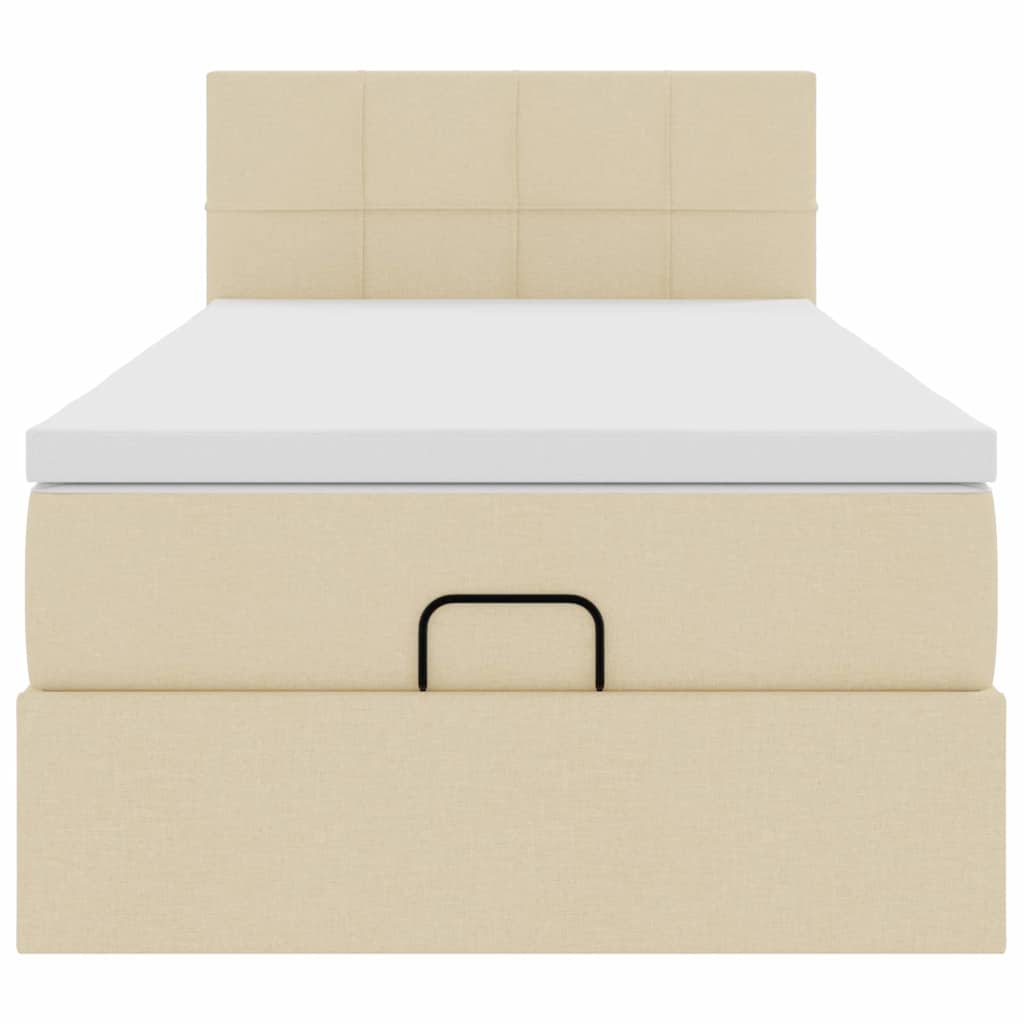 vidaXL Lit ottoman avec matelas et LED Crème 90x190 cm Tissu