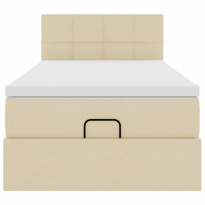 vidaXL Lit ottoman avec matelas et LED Crème 90x190 cm Tissu