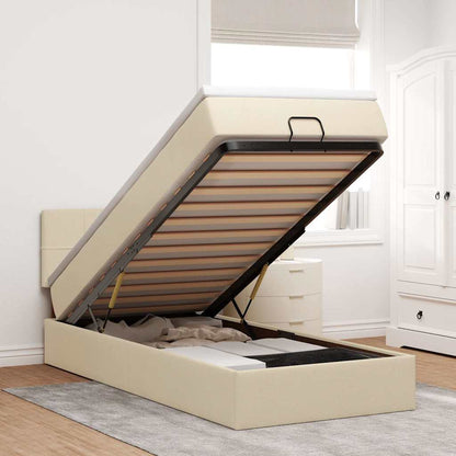 vidaXL Lit ottoman avec matelas et LED Crème 90x190 cm Tissu