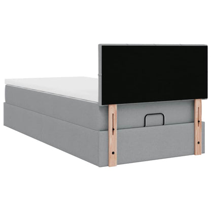 vidaXL Ottomane Bett mit Matratze & LEDs Hellgrau 90x200 cm Stoff