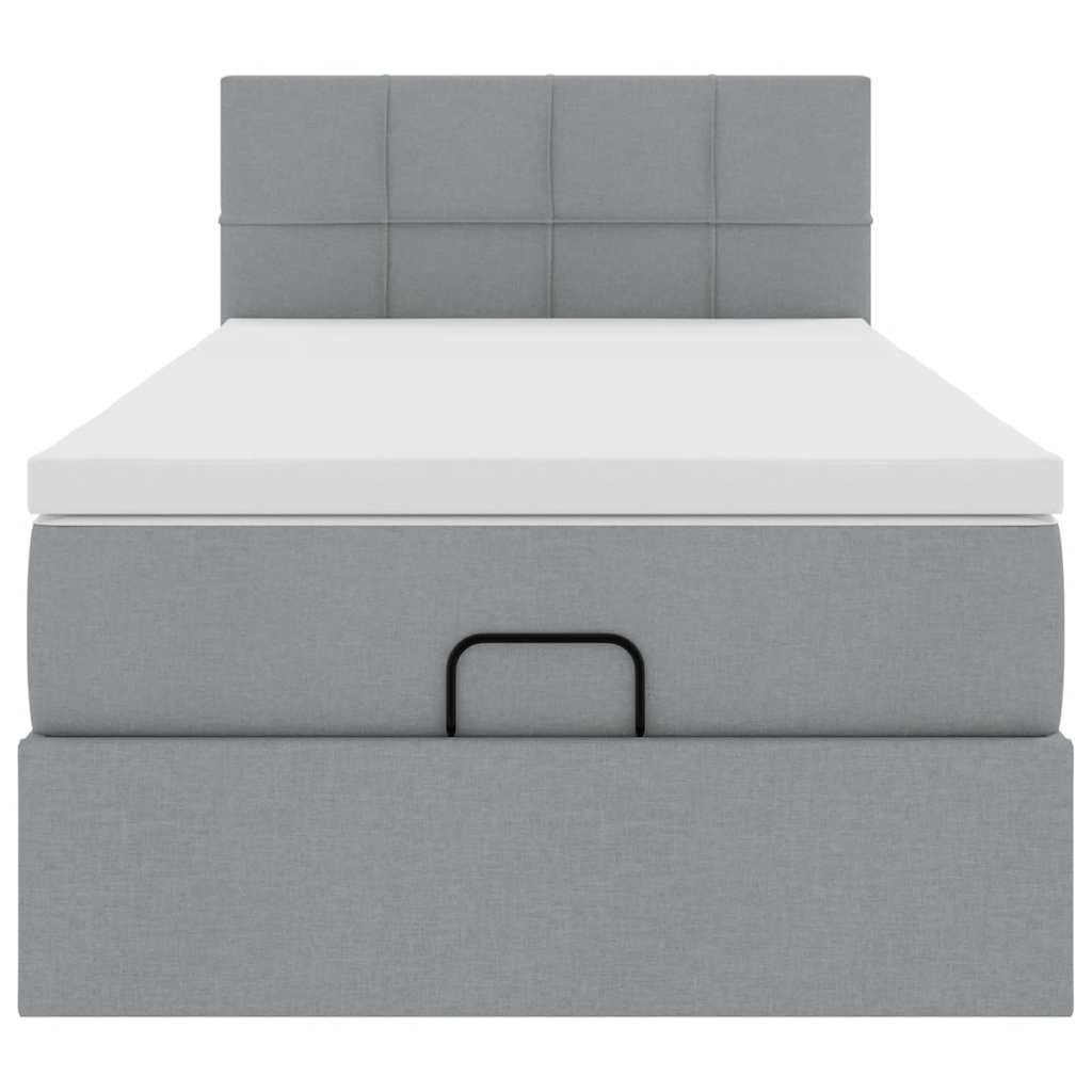 vidaXL Ottomane Bett mit Matratze & LEDs Hellgrau 90x200 cm Stoff