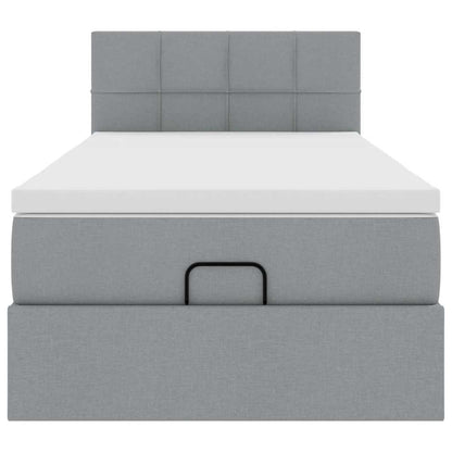 vidaXL Ottomane Bett mit Matratze & LEDs Hellgrau 90x200 cm Stoff