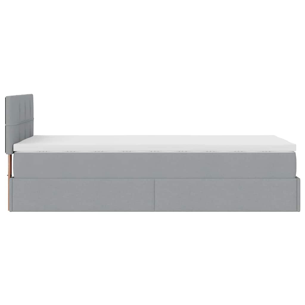 vidaXL Ottomane Bett mit Matratze & LEDs Hellgrau 90x200 cm Stoff