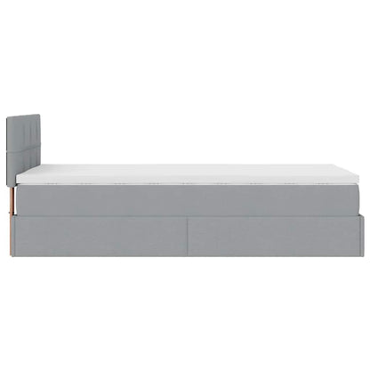 vidaXL Ottomane Bett mit Matratze & LEDs Hellgrau 90x200 cm Stoff