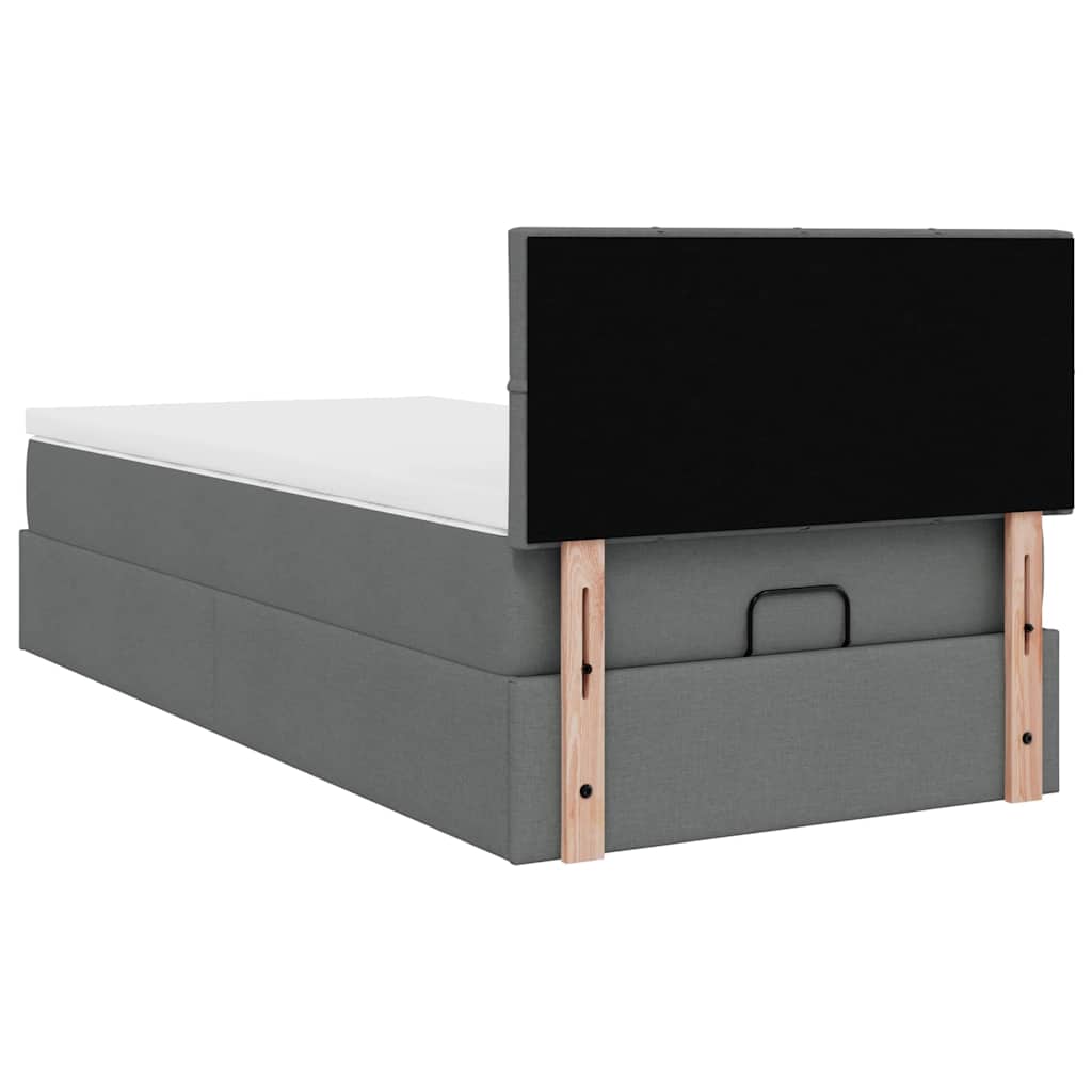 vidaXL Ottomane Bett mit Matratze & LEDs Dunkelgrau 90x200 cm Stoff