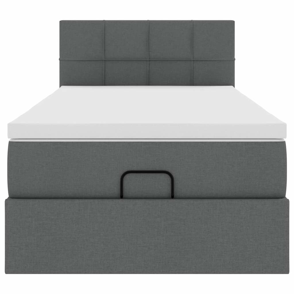 vidaXL Ottomane Bett mit Matratze & LEDs Dunkelgrau 90x200 cm Stoff