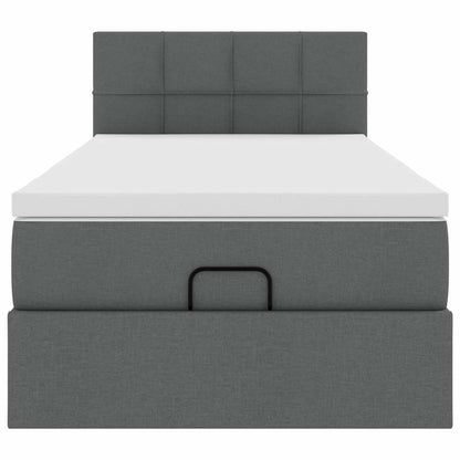 vidaXL Ottomane Bett mit Matratze & LEDs Dunkelgrau 90x200 cm Stoff