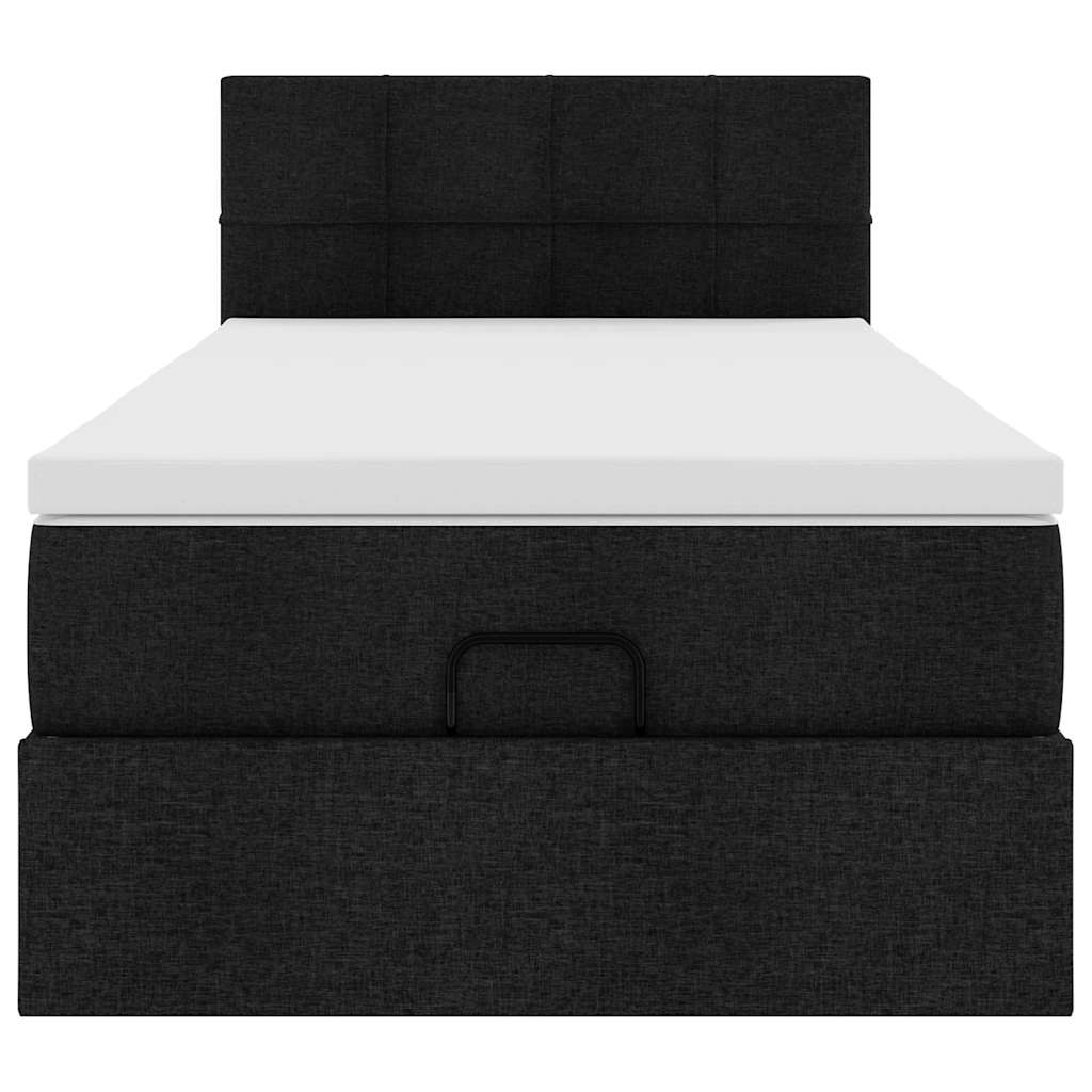 vidaXL Ottoman-Bett mit Matratze & LEDs Schwarz 90x200 cm Stoff
