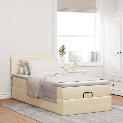 vidaXL Lit ottoman avec matelas et LED Crème 90x200 cm Tissu