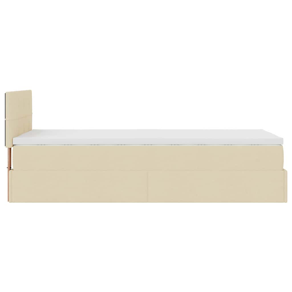 vidaXL Lit ottoman avec matelas et LED Crème 90x200 cm Tissu