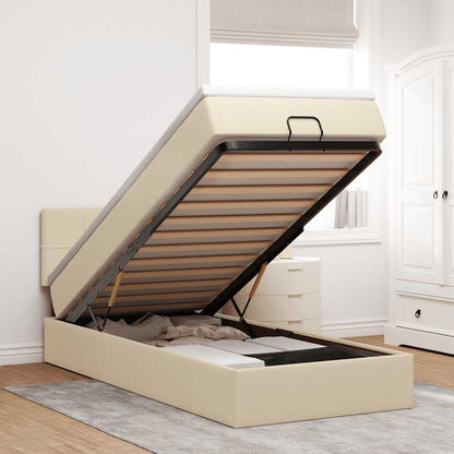 vidaXL Lit ottoman avec matelas et LED Crème 90x200 cm Tissu
