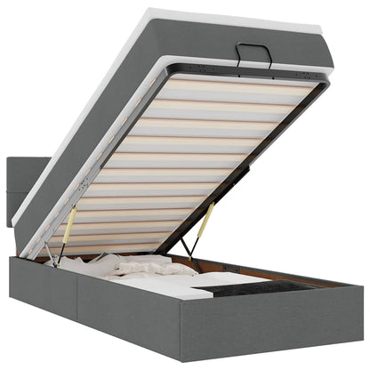 vidaXL Ottoman-Bett mit Matratze & LEDs Dunkelgrau 100x200 cm Stoff