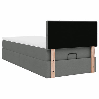vidaXL Ottoman-Bett mit Matratze & LEDs Dunkelgrau 100x200 cm Stoff