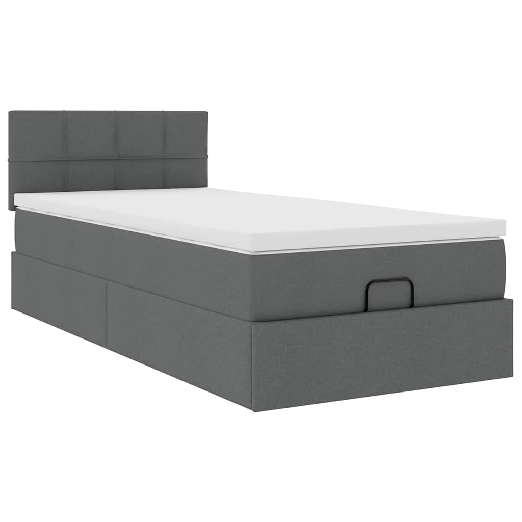 vidaXL Ottoman-Bett mit Matratze & LEDs Dunkelgrau 100x200 cm Stoff
