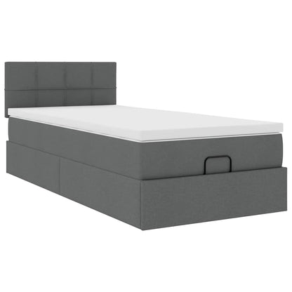 vidaXL Ottoman-Bett mit Matratze & LEDs Dunkelgrau 100x200 cm Stoff