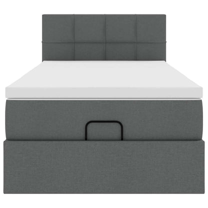 vidaXL Ottoman-Bett mit Matratze & LEDs Dunkelgrau 100x200 cm Stoff