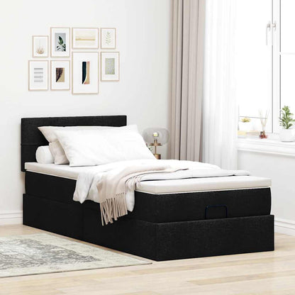 vidaXL Lit Ottomane avec Matelas et LED Noir 100x200 cm Tissu