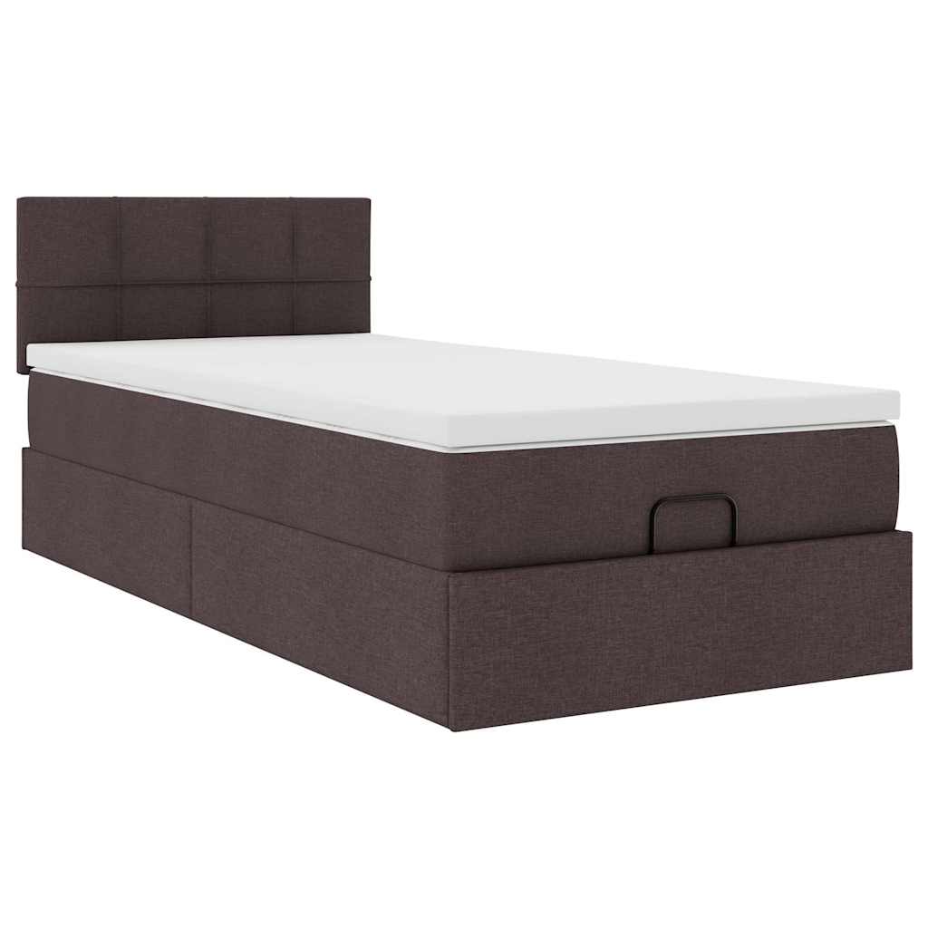 vidaXL Ottoman-Bett mit Matratze & LEDs Dunkelbraun 100x200 cm Stoff