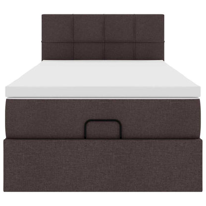 vidaXL Ottoman-Bett mit Matratze & LEDs Dunkelbraun 100x200 cm Stoff