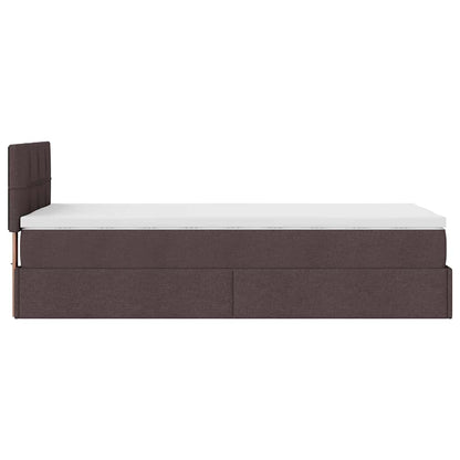 vidaXL Ottoman-Bett mit Matratze & LEDs Dunkelbraun 100x200 cm Stoff