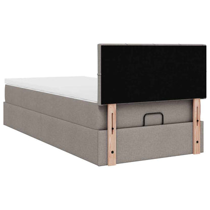 vidaXL Ottoman-Bett mit Matratze & LEDs Taupe 100x200 cm Stoff