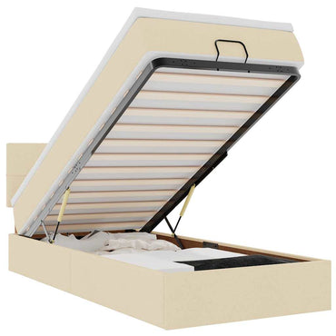 vidaXL Lit ottoman avec matelas et LED Crème 100x200 cm Tissu