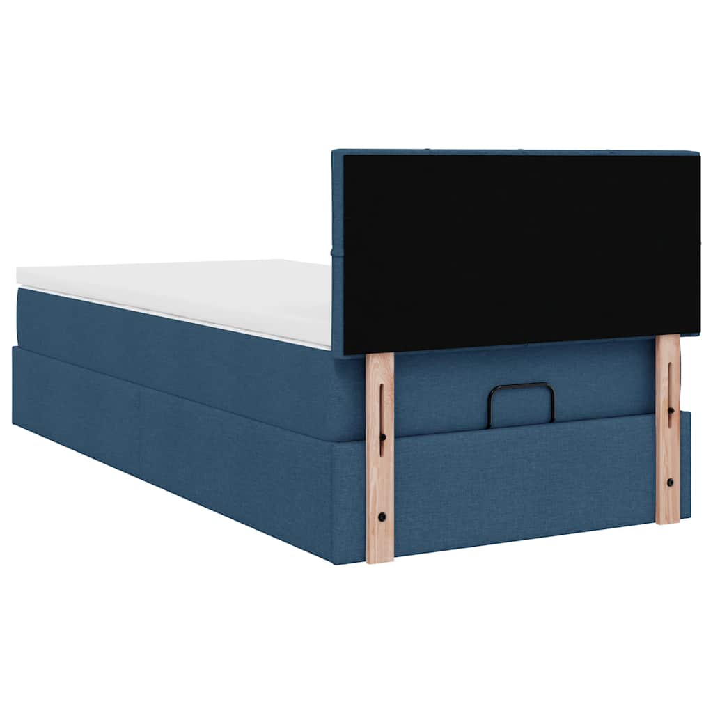 vidaXL Lit coffre avec matelas et LED bleu 100x200 cm Tissu