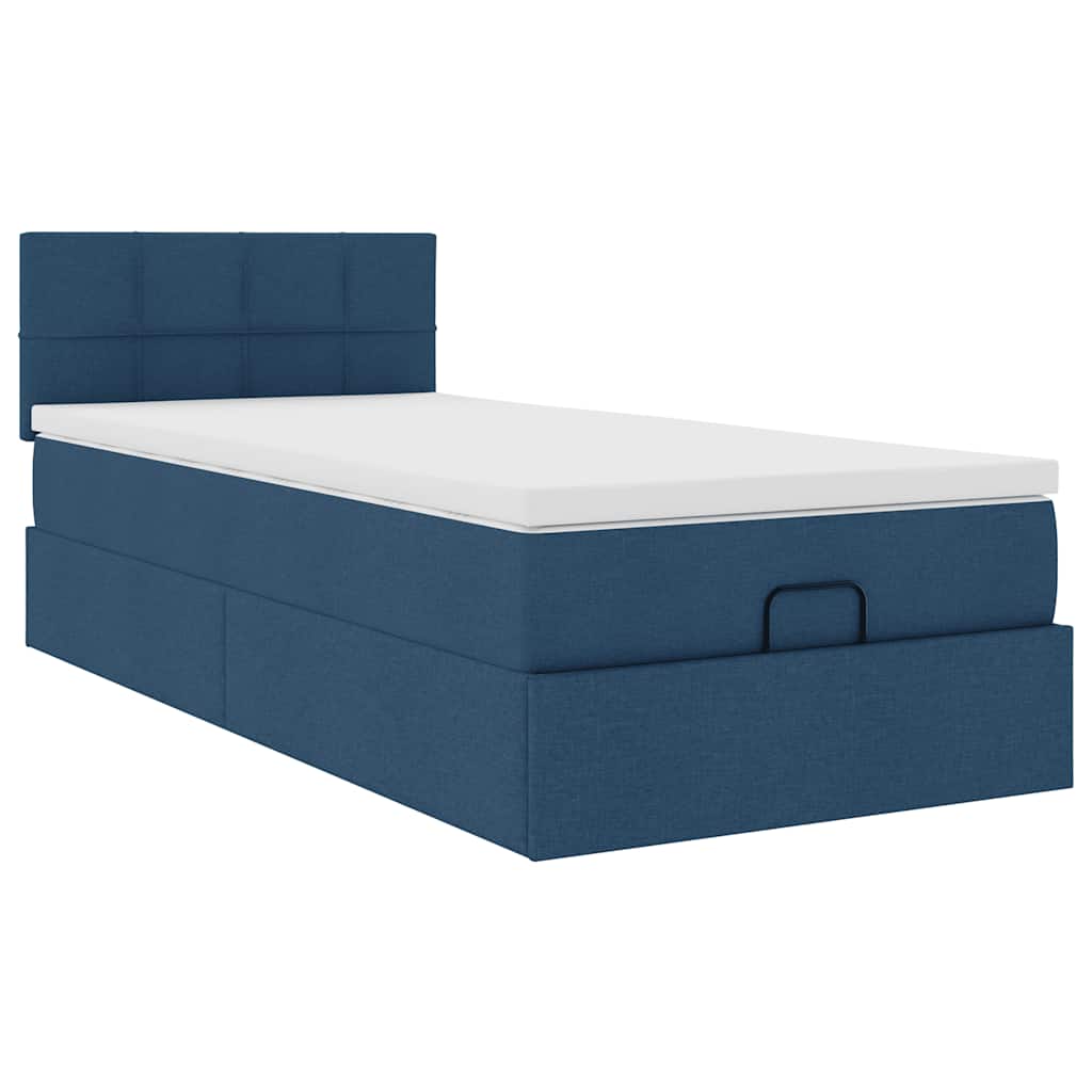 vidaXL Lit coffre avec matelas et LED bleu 100x200 cm Tissu