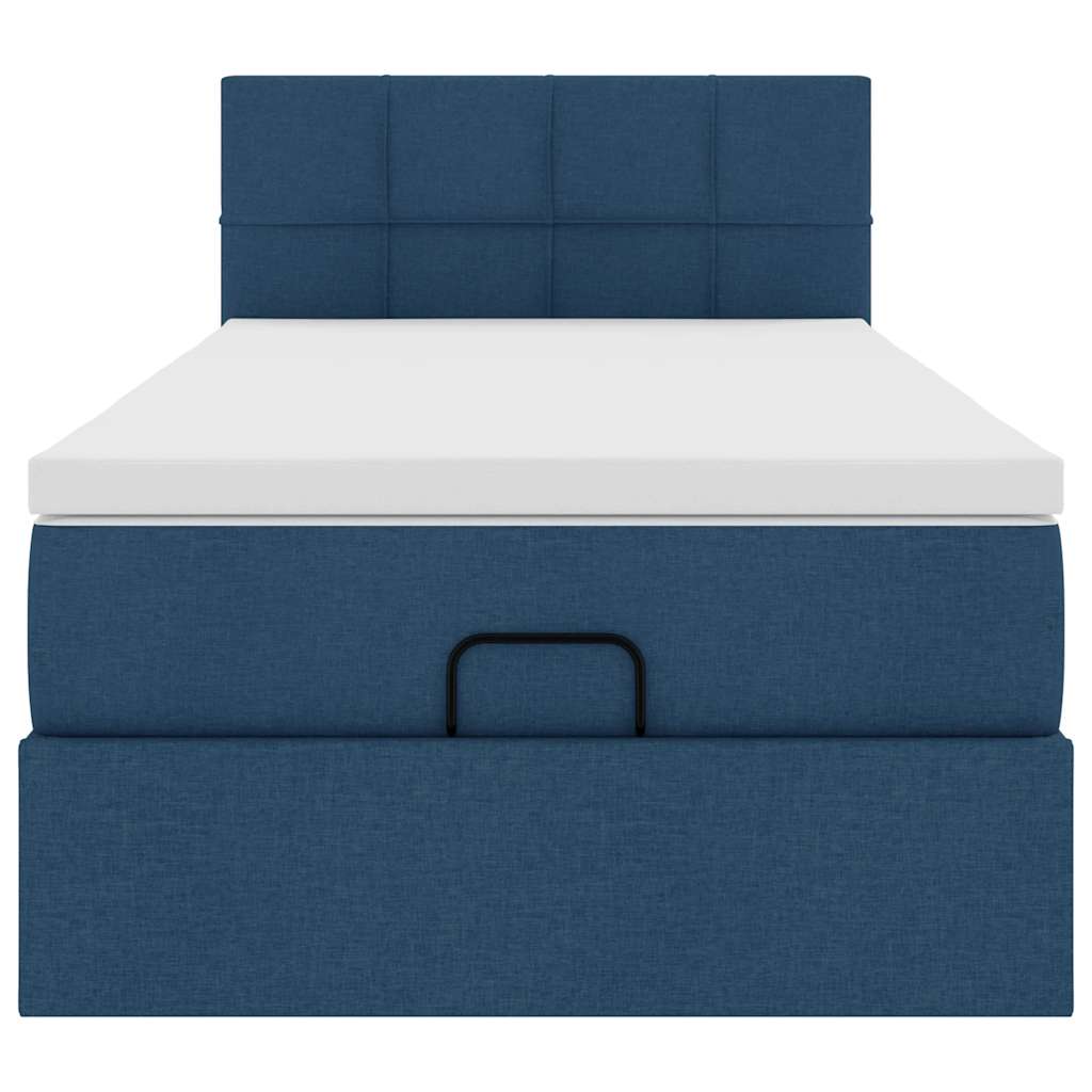 vidaXL Lit coffre avec matelas et LED bleu 100x200 cm Tissu
