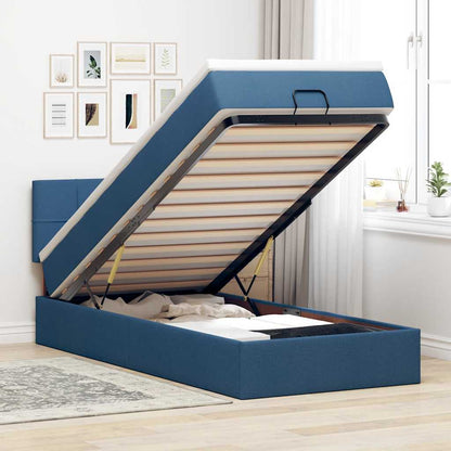 vidaXL Lit coffre avec matelas et LED bleu 100x200 cm Tissu