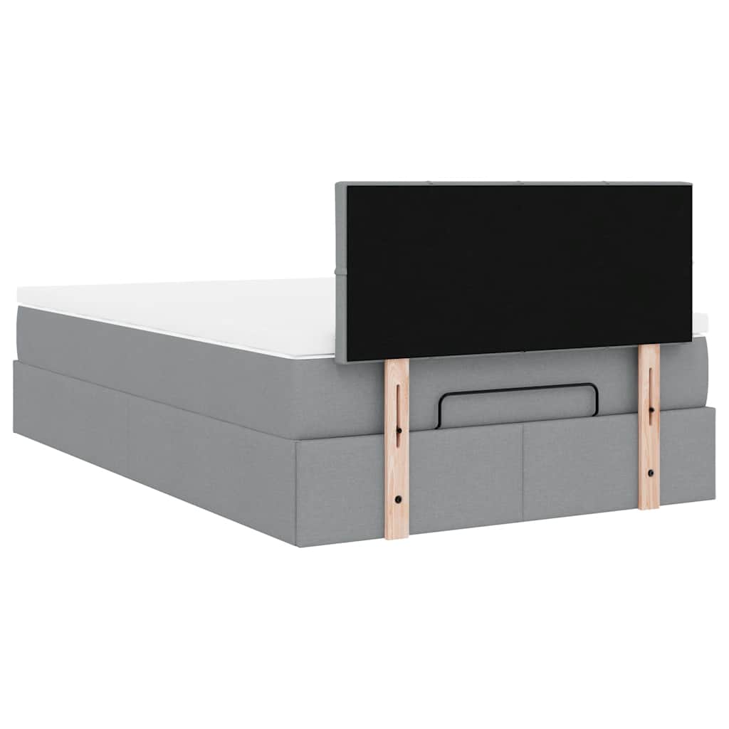 vidaXL Ottoman-Bett mit Matratze & LEDs Hellgrau 120x190 cm Stoff