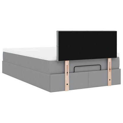 vidaXL Ottoman-Bett mit Matratze & LEDs Hellgrau 120x190 cm Stoff