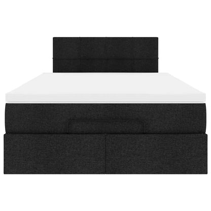 vidaXL Ottomane Bett mit Matratze & LEDs Schwarz 120x190 cm Stoff