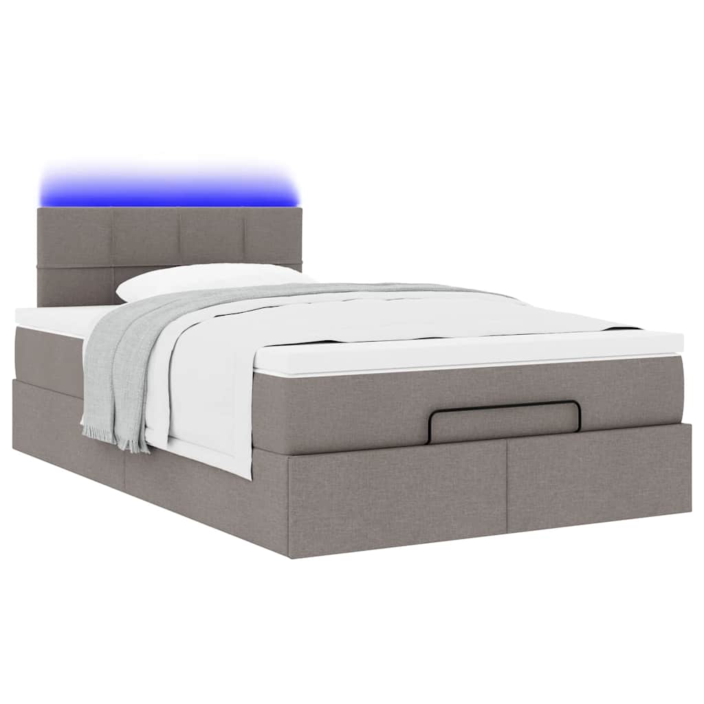 vidaXL Ottomane Bett mit Matratze & LEDs Taupe 120x190 cm Stoff