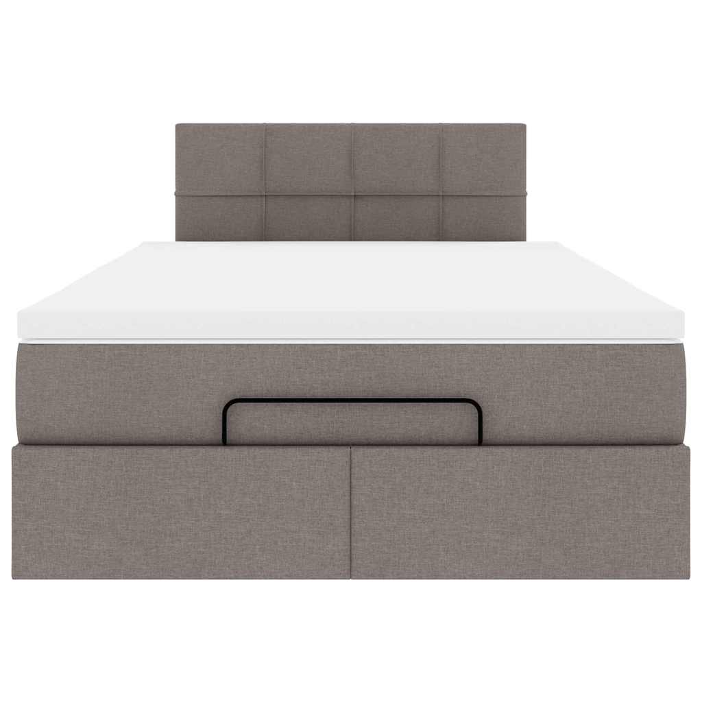 vidaXL Ottomane Bett mit Matratze & LEDs Taupe 120x190 cm Stoff