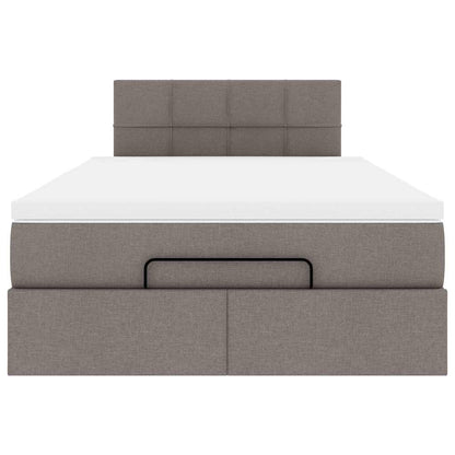 vidaXL Ottomane Bett mit Matratze & LEDs Taupe 120x190 cm Stoff