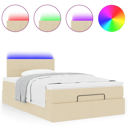 vidaXL Lit capitonné avec matelas et LED Crème 120x190 cm Tissu