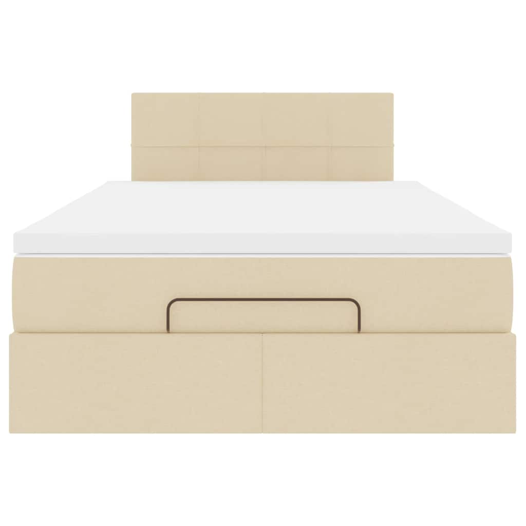 vidaXL Lit capitonné avec matelas et LED Crème 120x190 cm Tissu