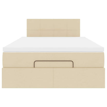vidaXL Lit capitonné avec matelas et LED Crème 120x190 cm Tissu