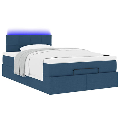vidaXL Ottomane Bett mit Matratze & LEDs Blau 120x190 cm Stoff