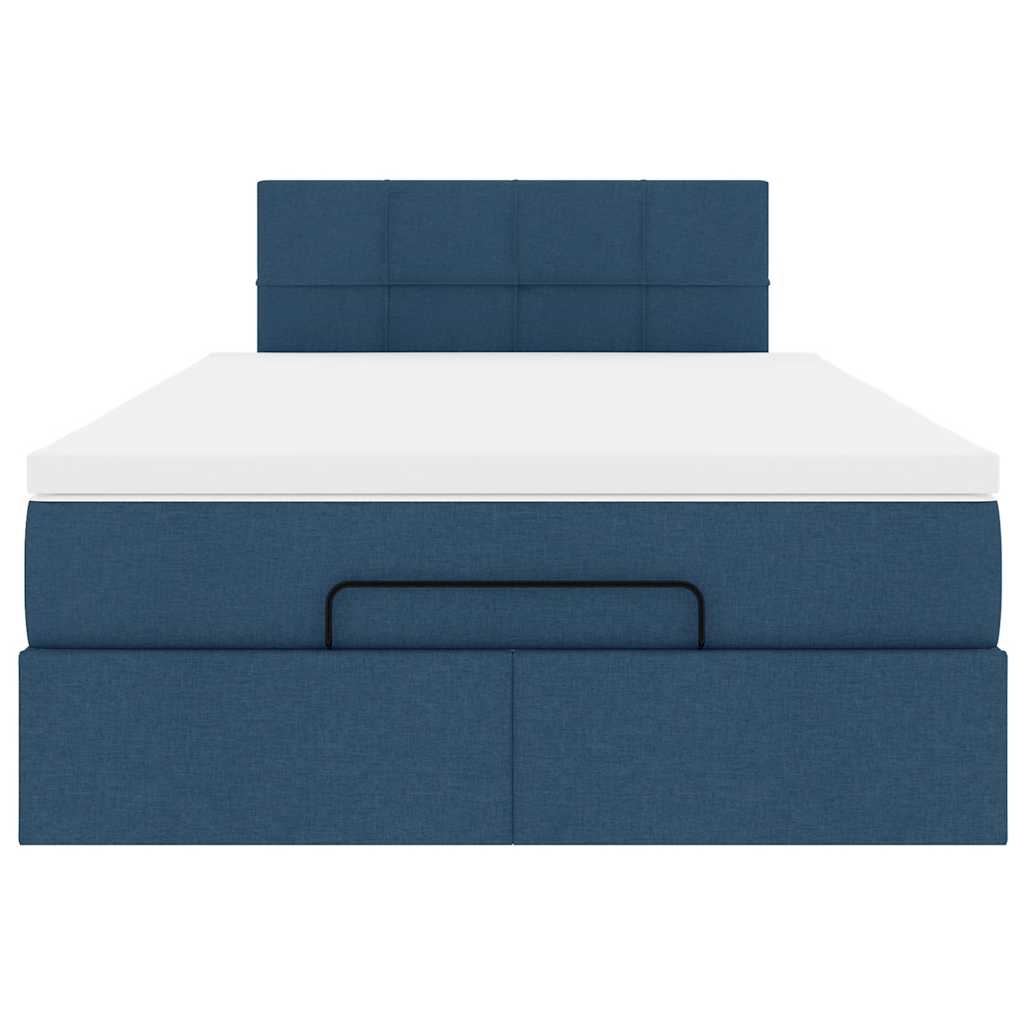 vidaXL Ottomane Bett mit Matratze & LEDs Blau 120x190 cm Stoff
